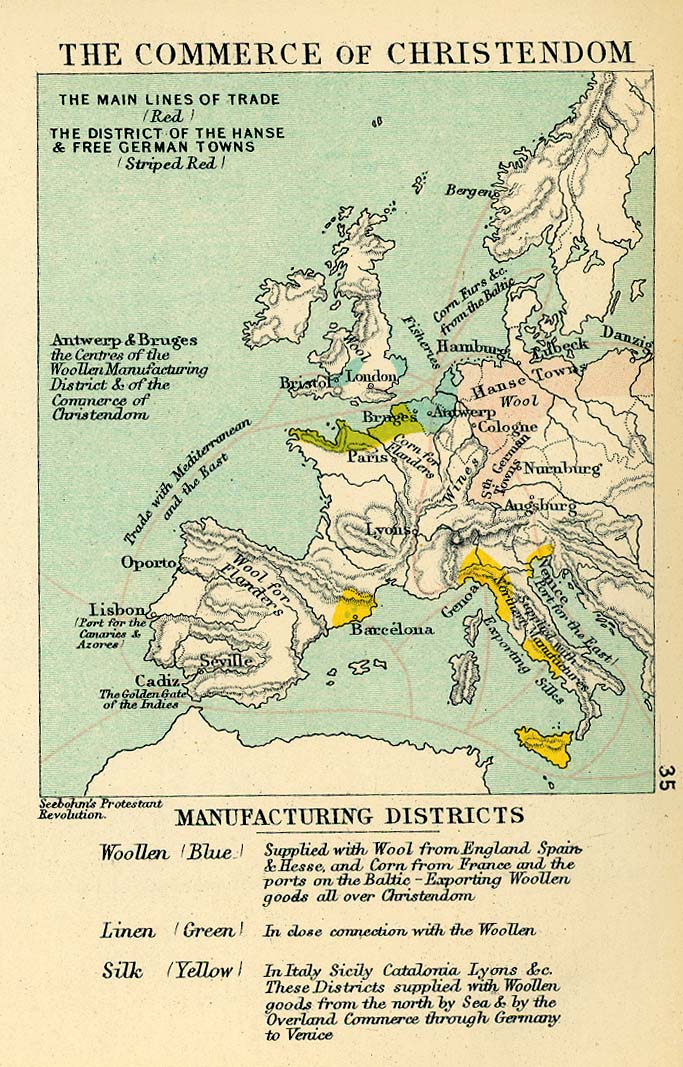 Map of the Commerce of Christendom in the 16th Century