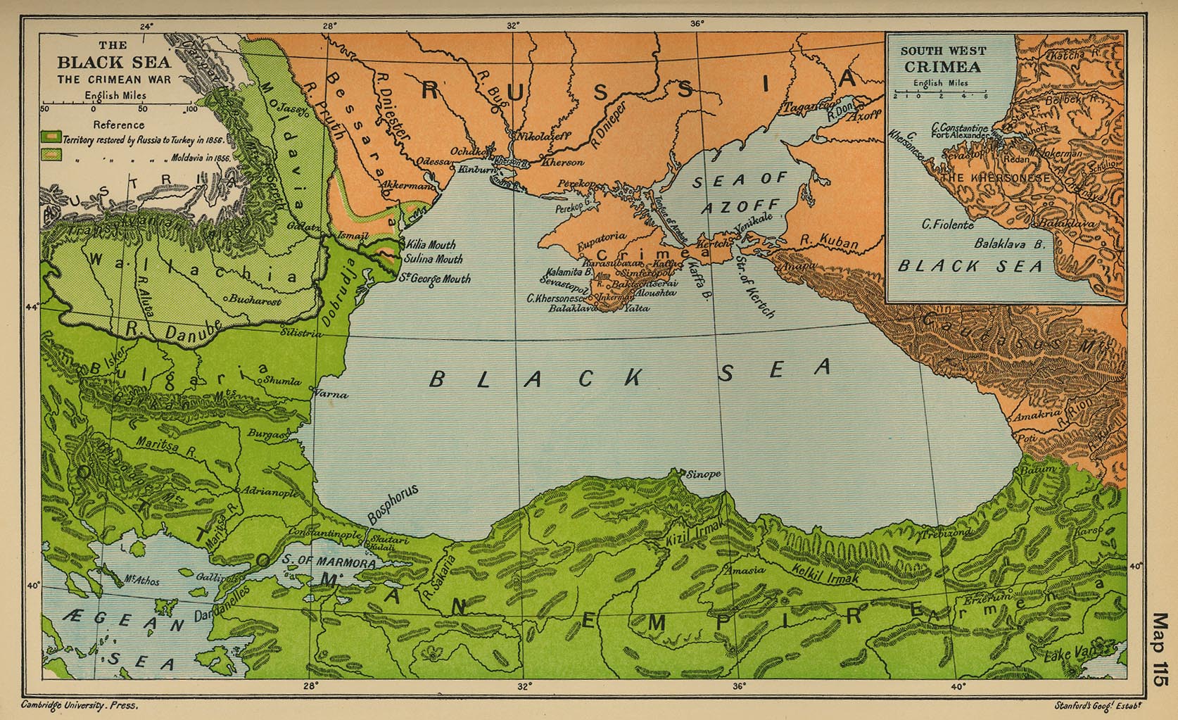 Map of The Black Sea: The Crimean War 1853-1856 - South West Crimea