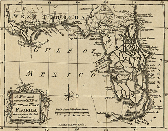 Map of the Floridas: East and West Florida 1765