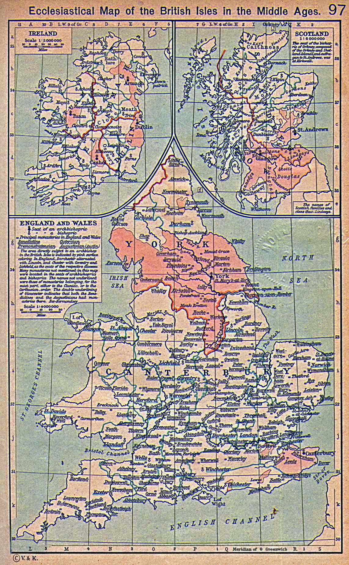 Ecclesiastical Map of the British Isles in the Middle Ages