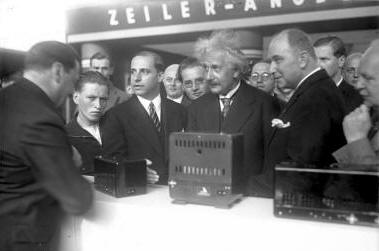 Albert Einstein at the Funkausstellung in Berlin 1930