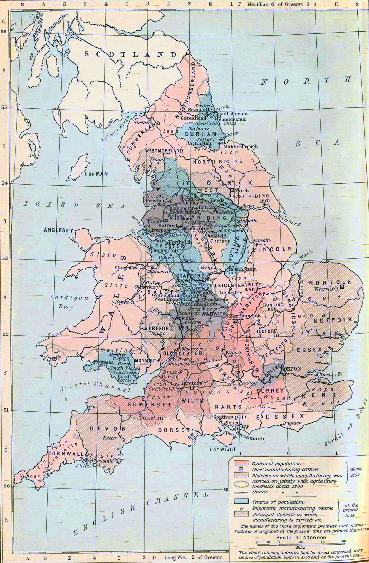 Map of Industrial England since 1750