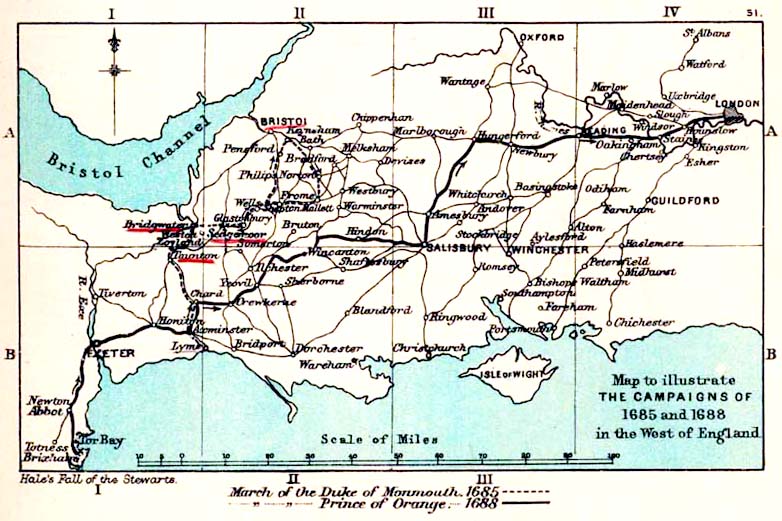 Map of the Campaigns of 1685 and 1688 in the West of England