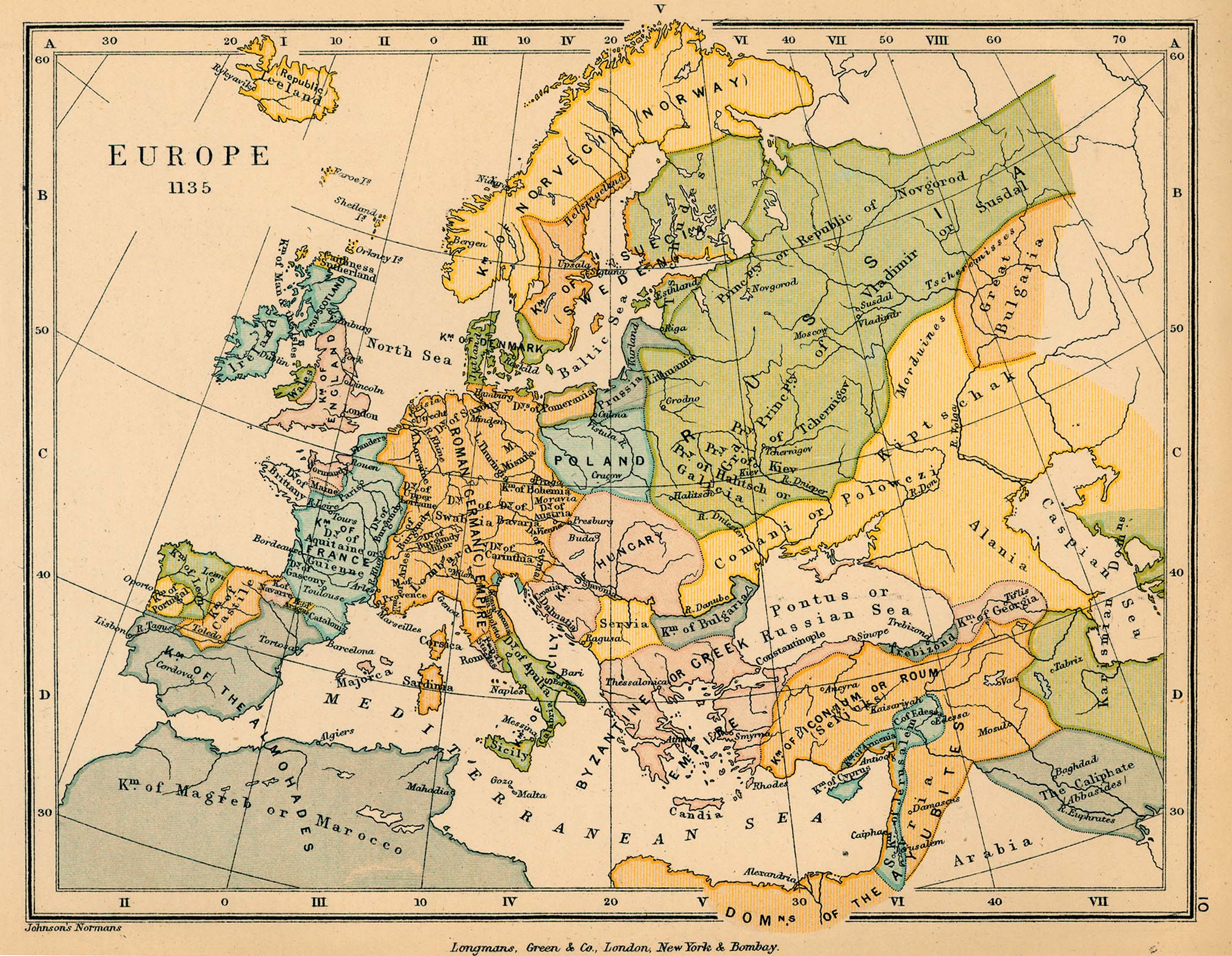 Map Of Europe In 1135
