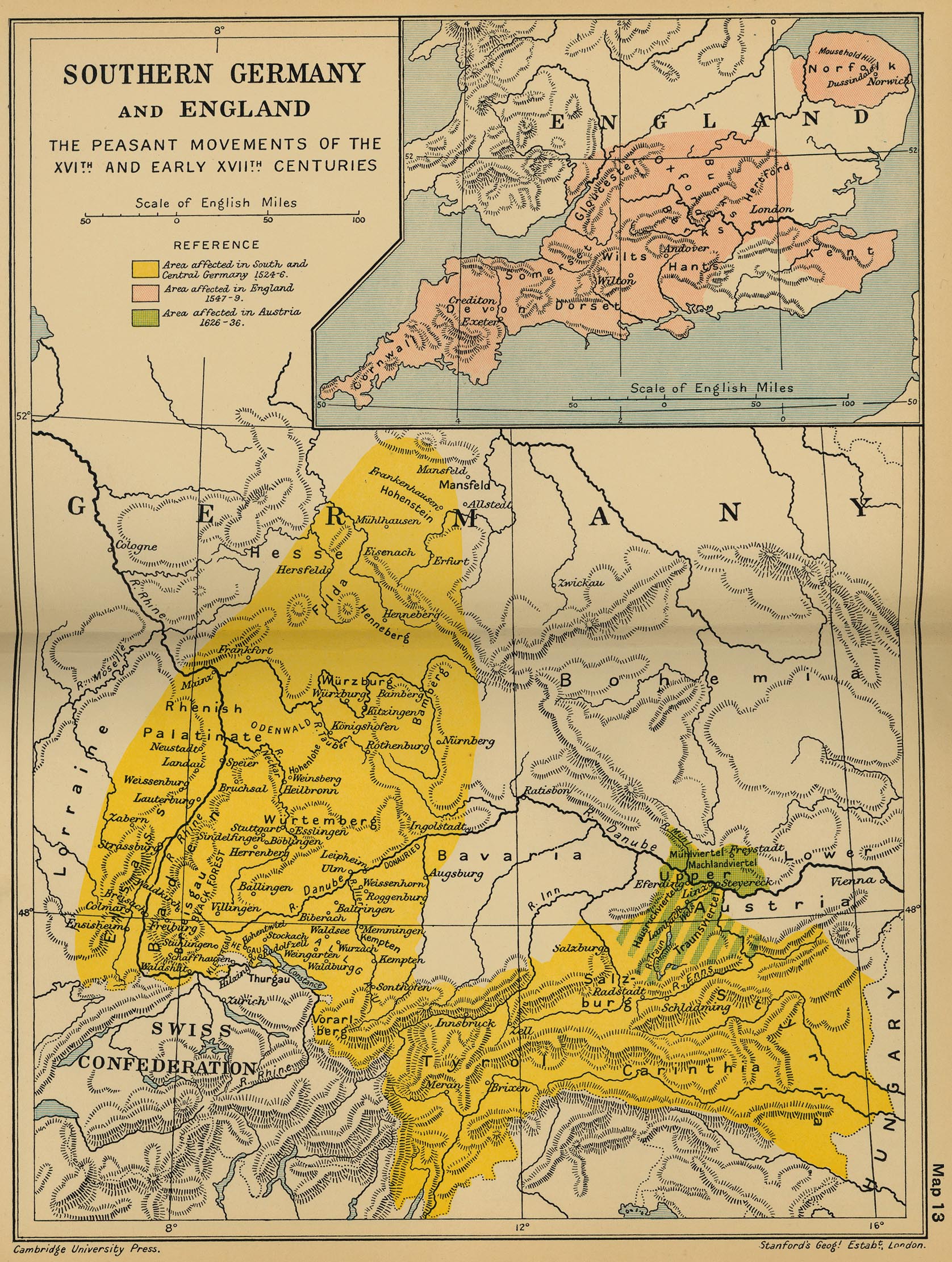 Map of the Peasant Movement in Europe 1524 - 1636