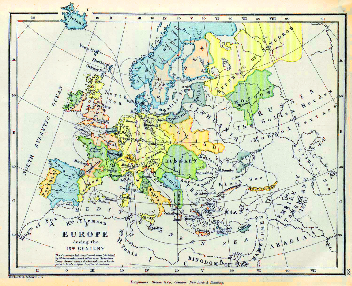 Map of Europe during the 15th Century