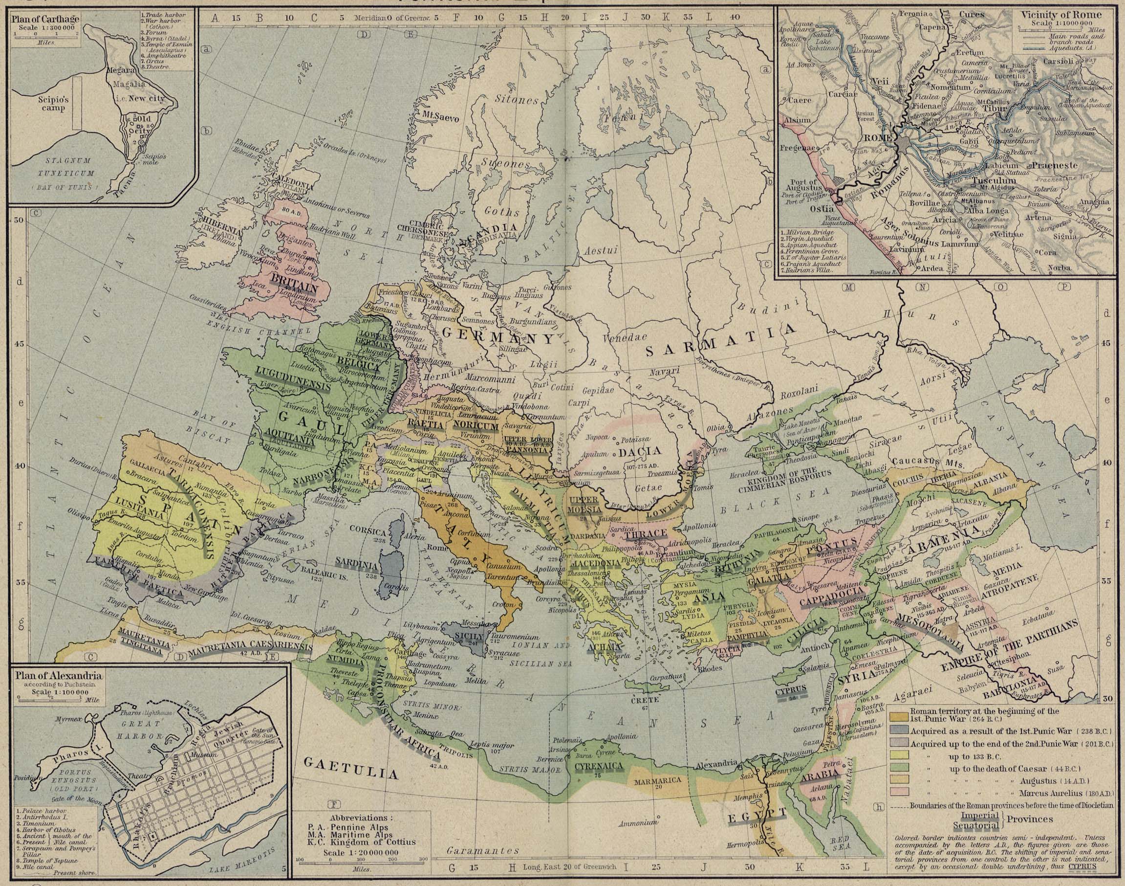 Map of Rome's Expansion 264 BC - 180 AD