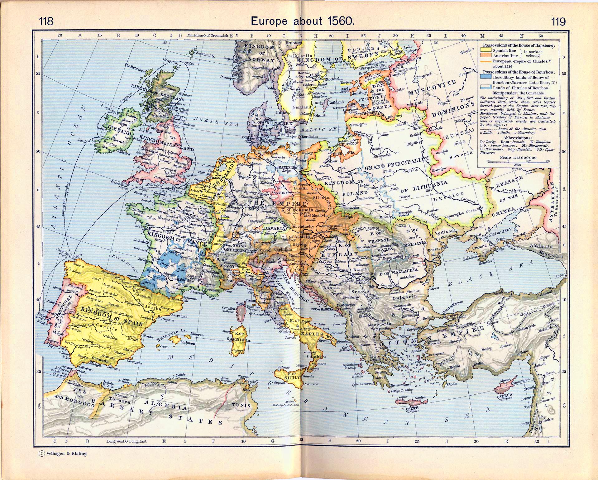 Map of Europe about 1560