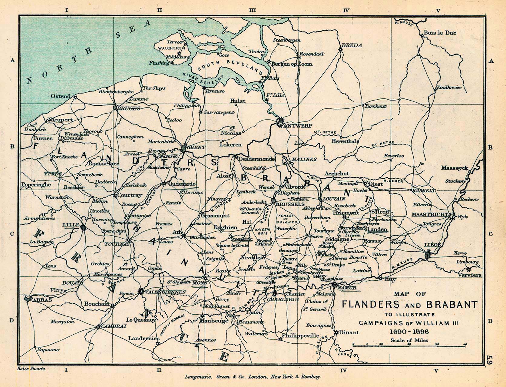 Map of Flanders and Brabant - The Campaigns of William III, 1690-1696