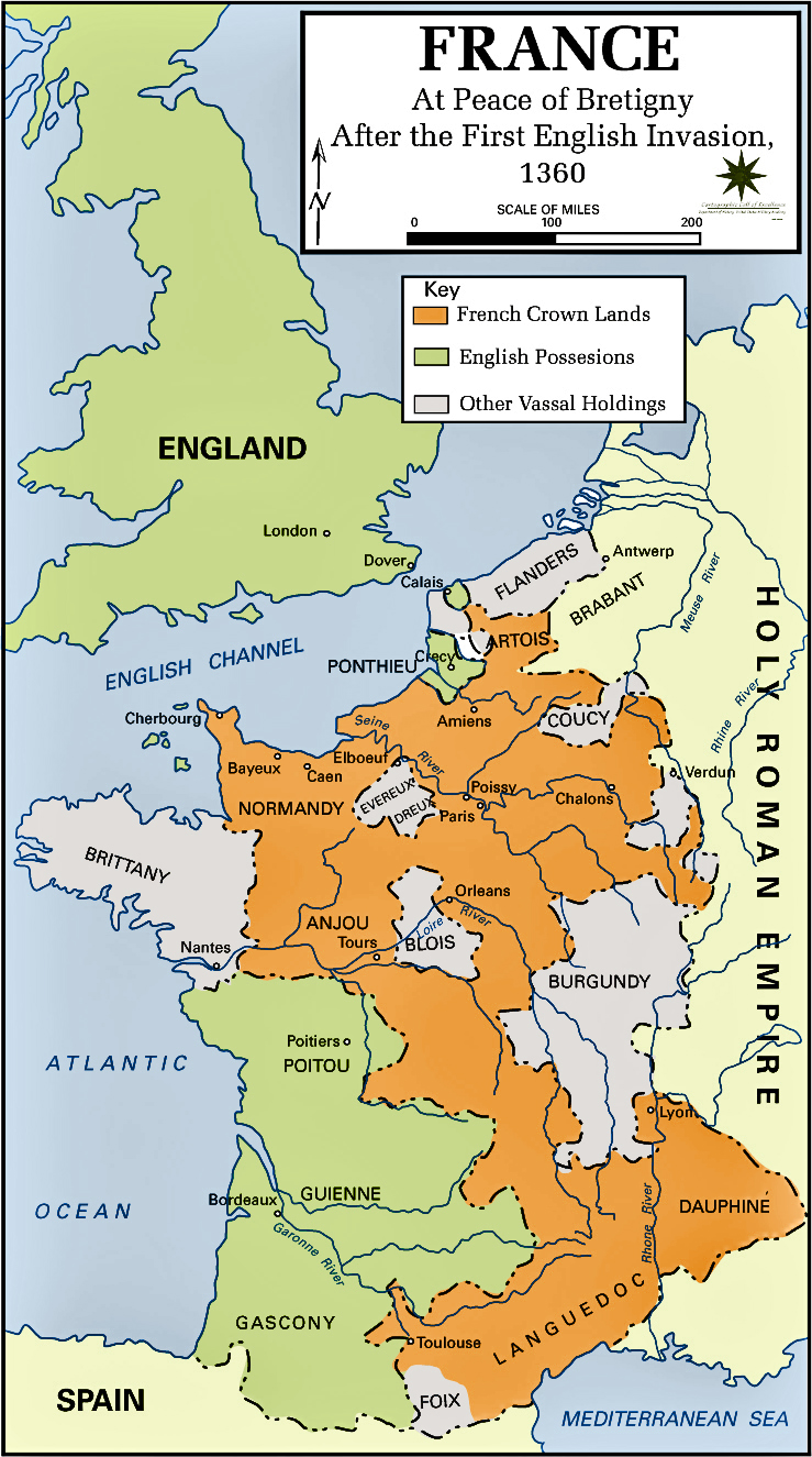 Map of France in 1360