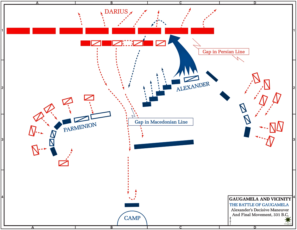 Map of the Battle of Gaugamela 331 BC - Decisive Action