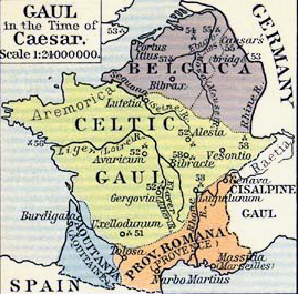 Map of Gaul in the Time of Caesar