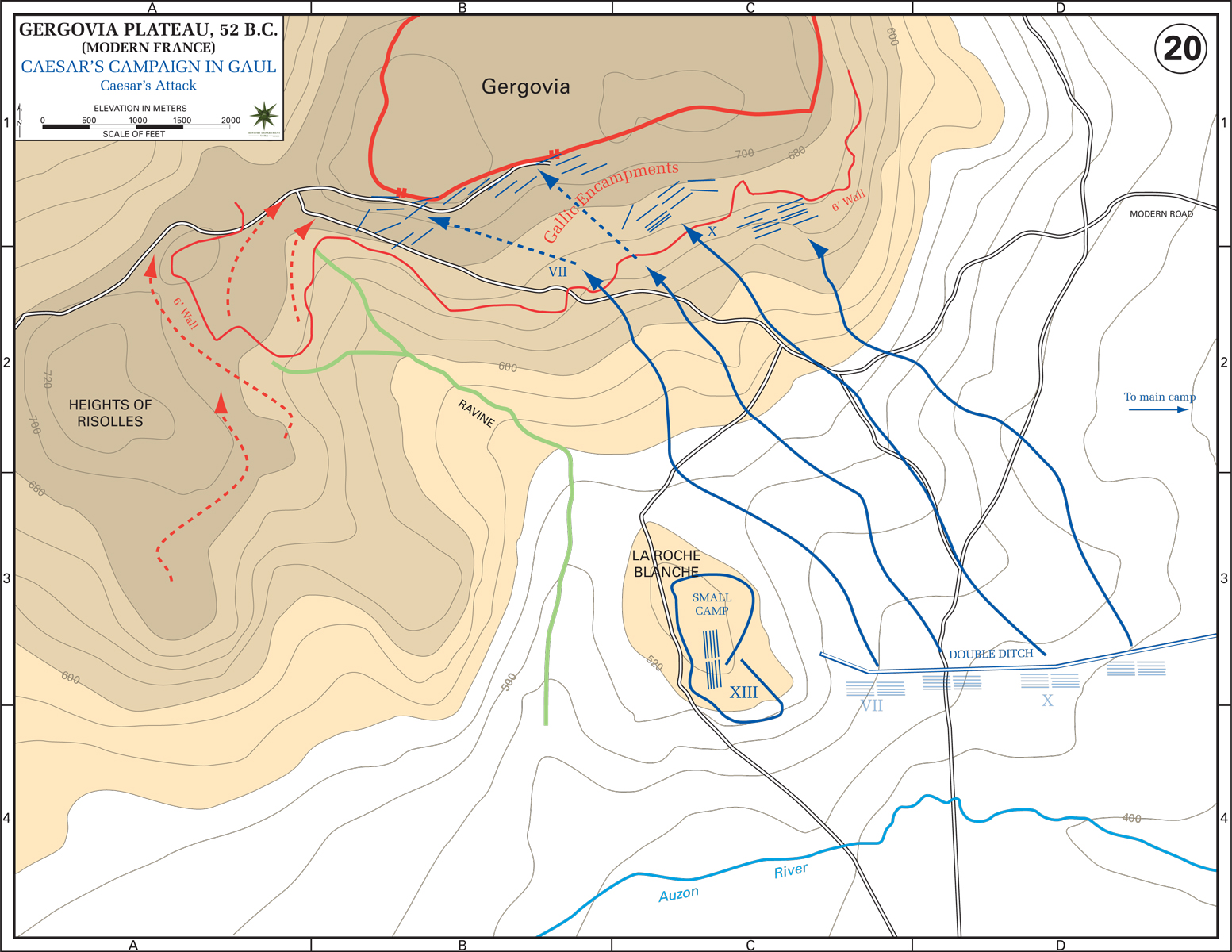 Map of the Siege of Gergovia - 52 BC (Part Two)