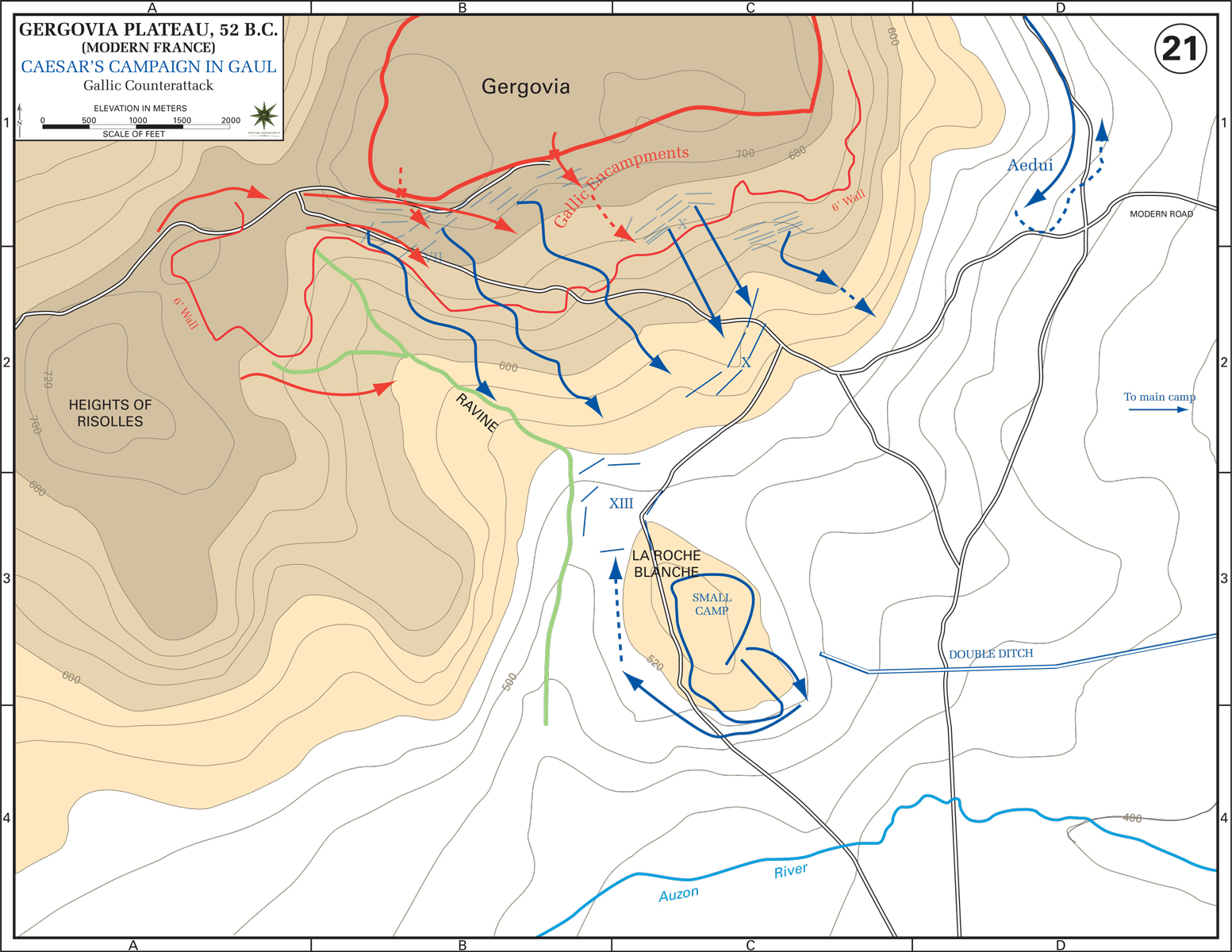 Map of the Siege of Gergovia - 52 BC (Part Three)
