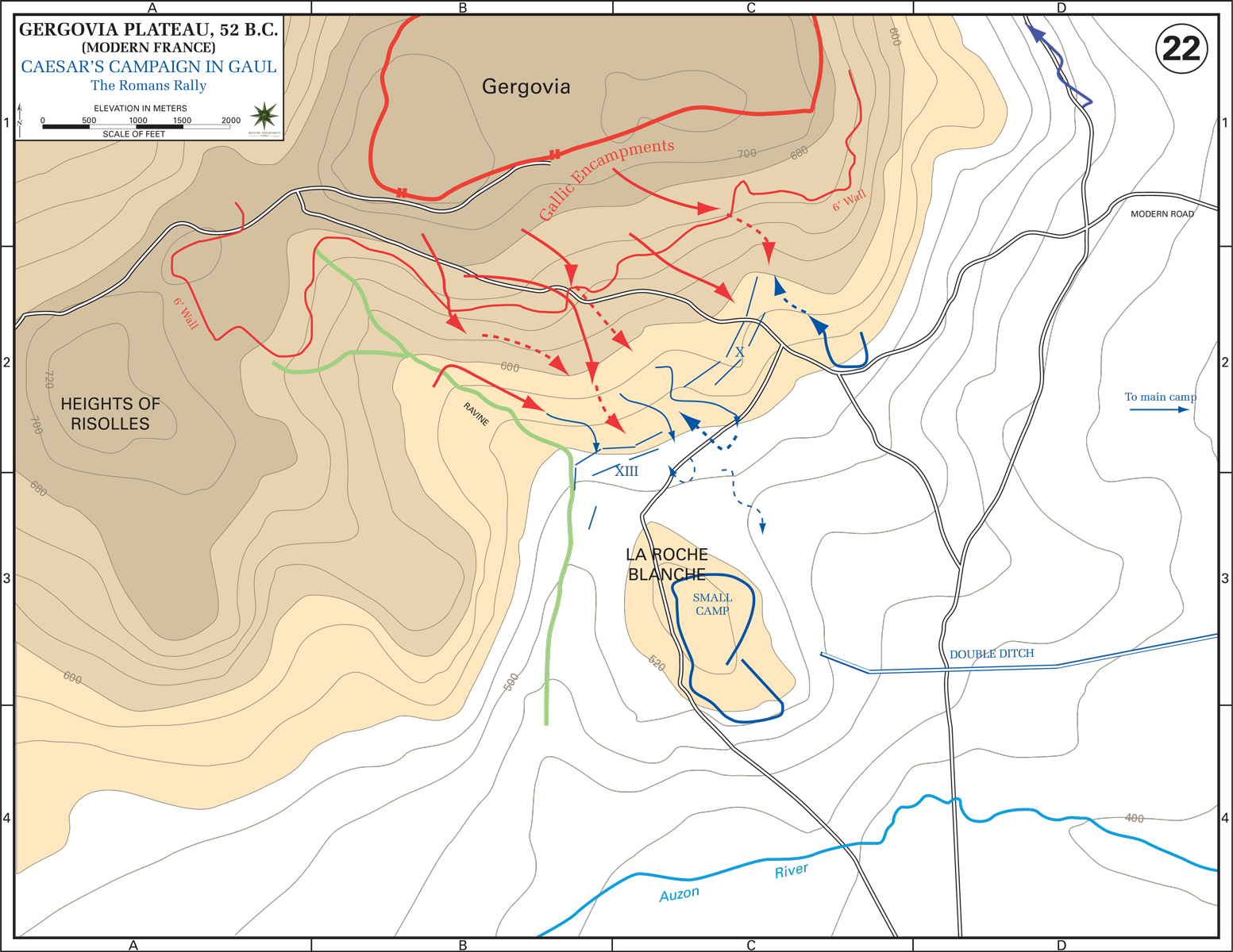 Map of the Siege of Gergovia - 52 BC (Part Four)