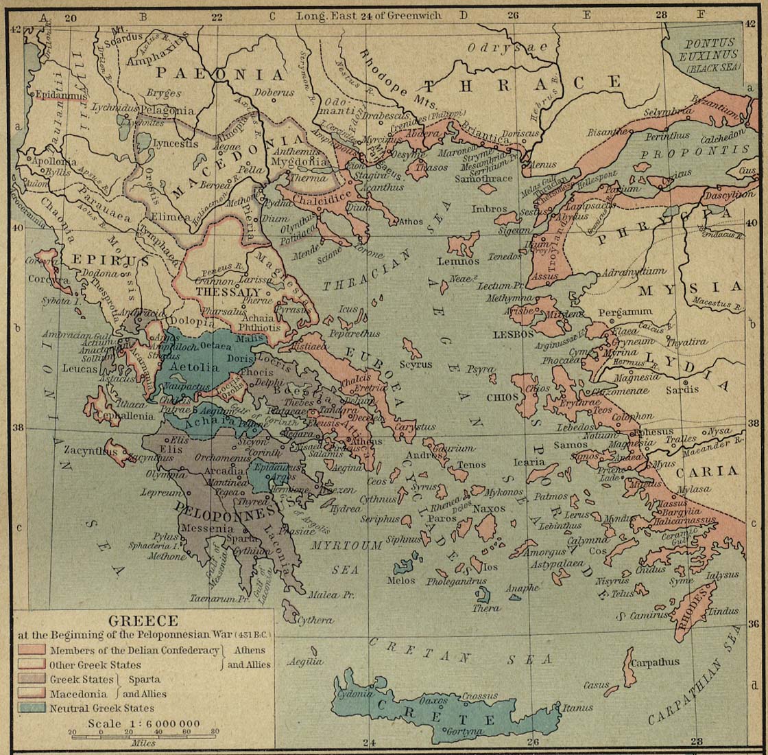 Map of Greece at the Beginning of the Peloponnesian War (431 B.C.)
