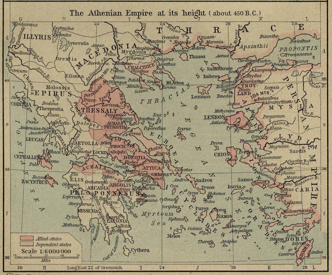 Map of the Athenian Empire 450 BC