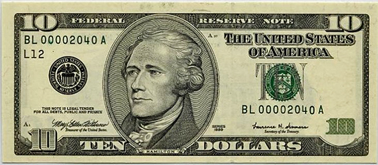 Before - Alexander Hamilton on Ten Dollar Bill