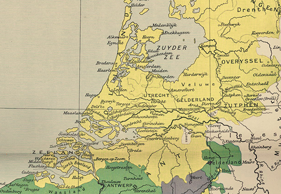 Map of Holland, Utrecht, Gelderland Provinces