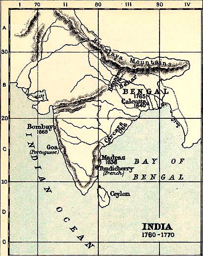 Map of India 1760 - 1770