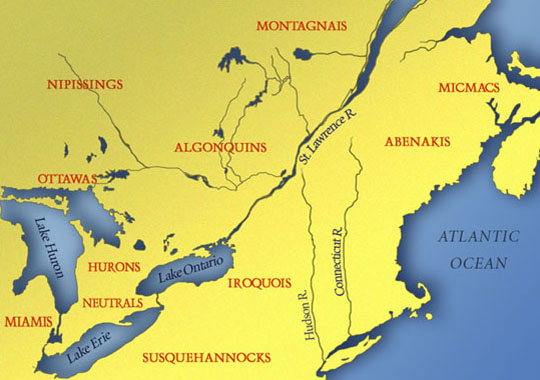 Map of the Indian Tribes in the St. Lawrence Valley
