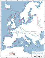 Map of Europe 8-10th Century: Invasions