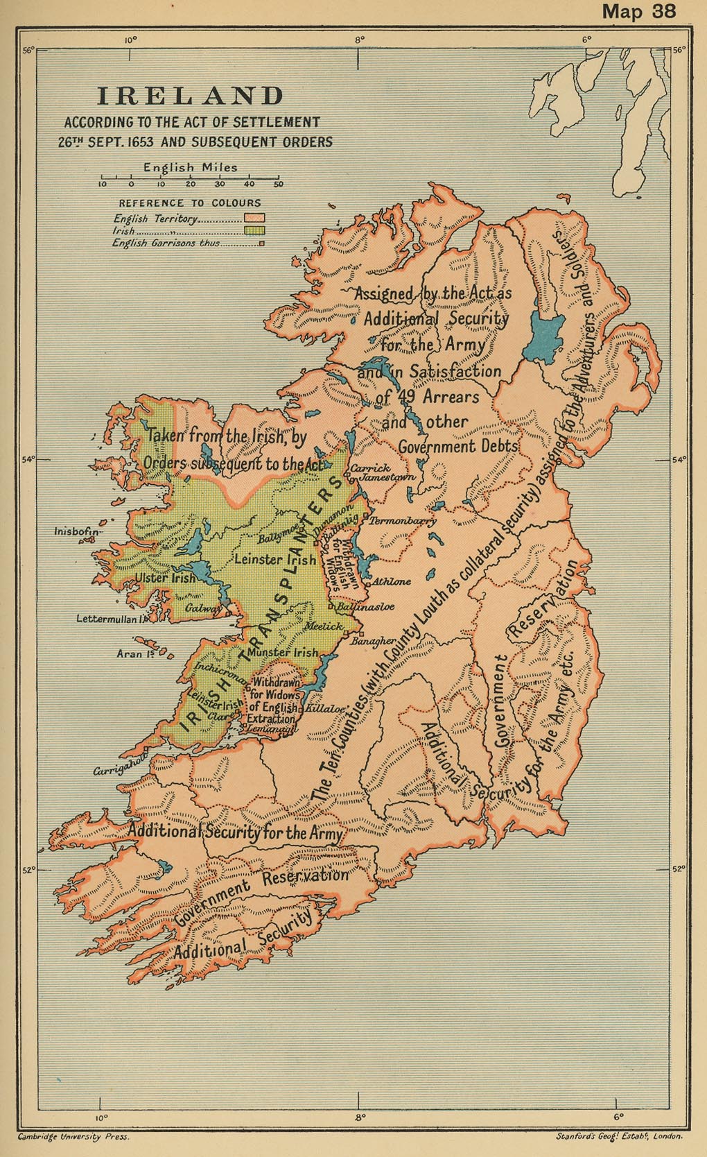 Map of Ireland According to the Act of Settlement September 26, 1653 and Subsequent Orders