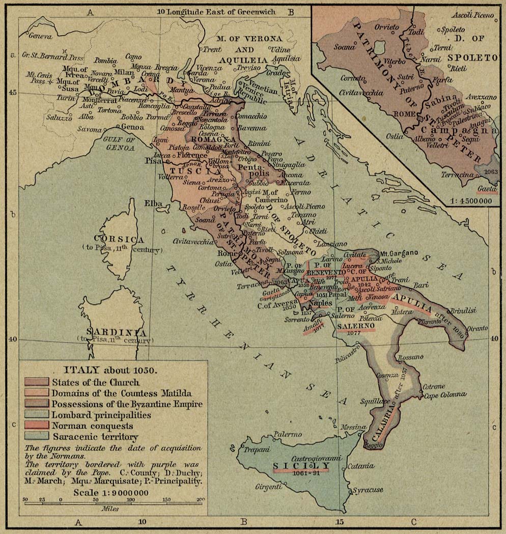 Map of Italy about 1050