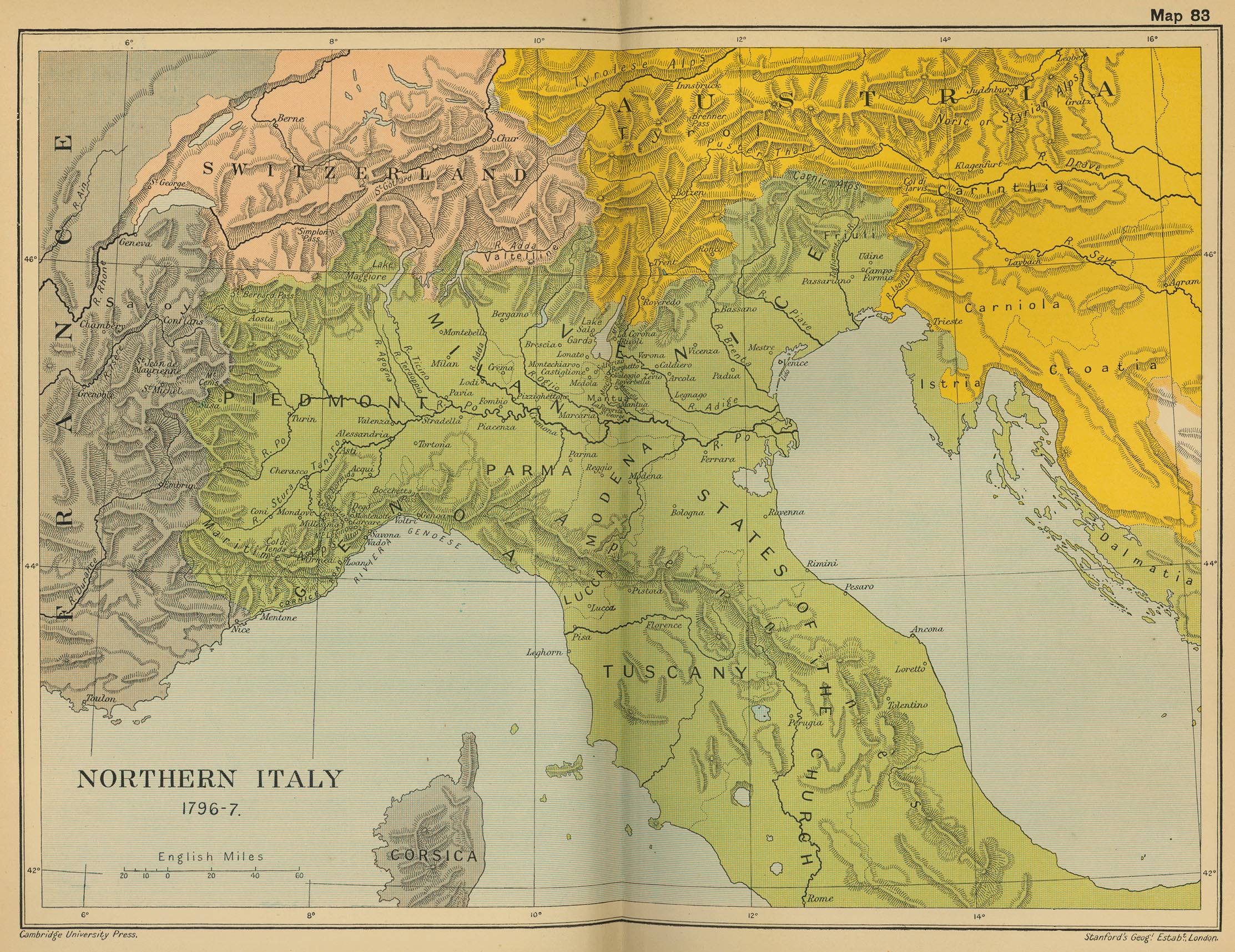 Map of Northern Italy 1796-1797