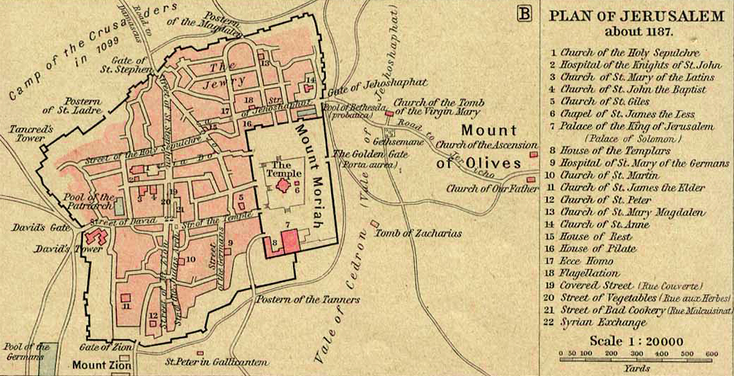 Map of Jerusalem 1187 AD