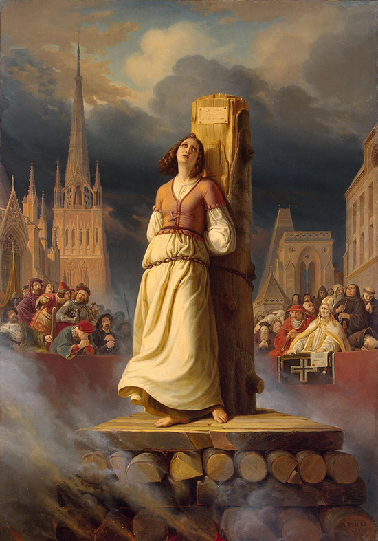 Joan of Arc's Death at the Stake, Oil on canvas by Hermann Anton Stilke, 1843, State Hermitage Museum