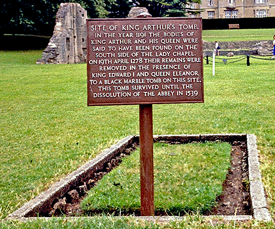 Arthur's and Guinevere's Grave at Glastonbury Abbey, Somerset, UK