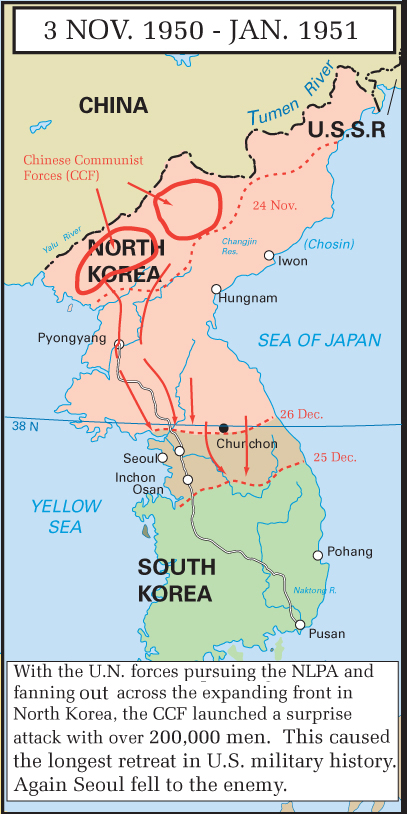 Map Korean War: Nov 3, 1950 - January 1951