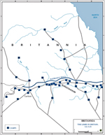 Map of Hadrian's Walla - Limes in Britain AD 122