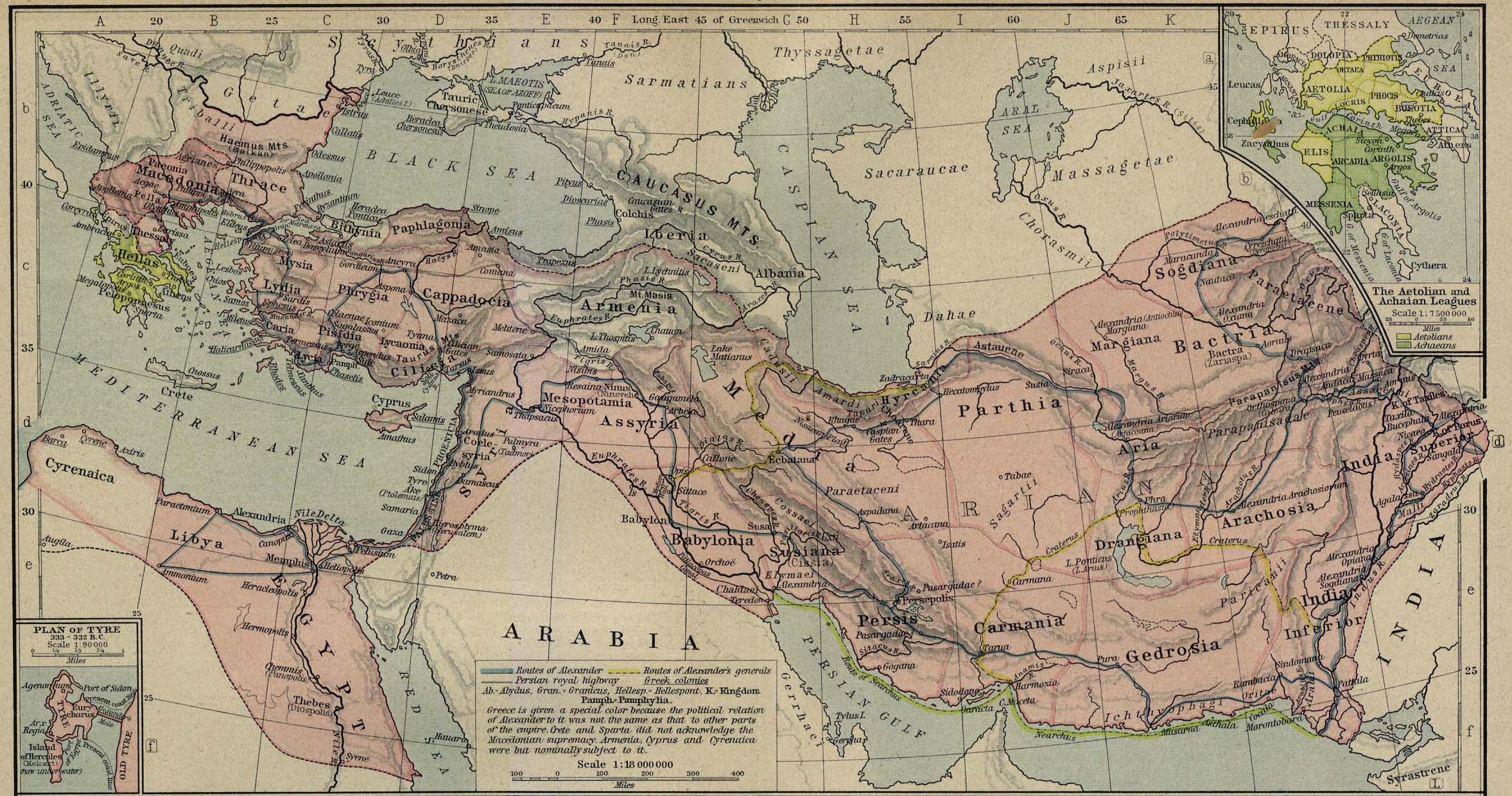 Map of the Macedonian Empire 336 BC - 323 BC