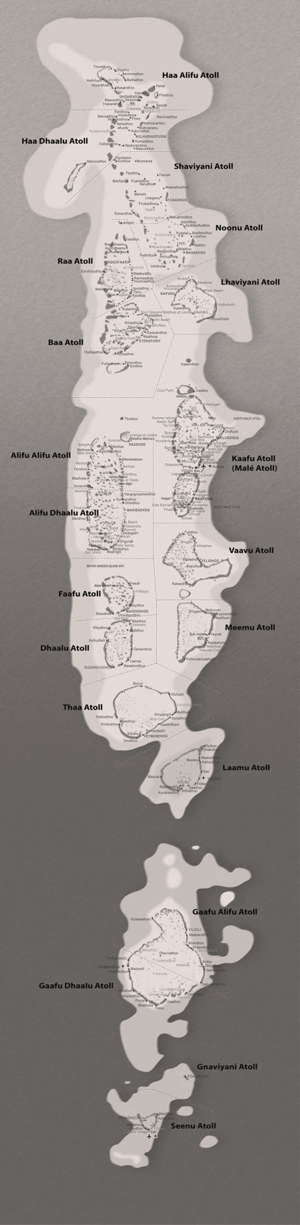 Two maps of the Maldives. The Maldive Islands.