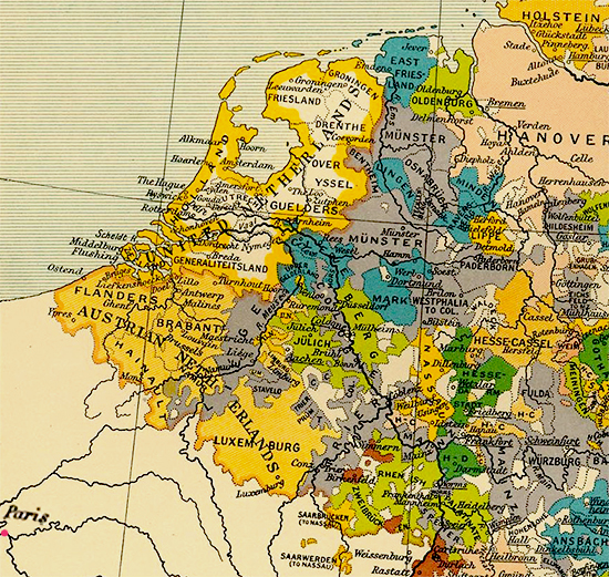 Map of the Austrian Netherlands Around 1792