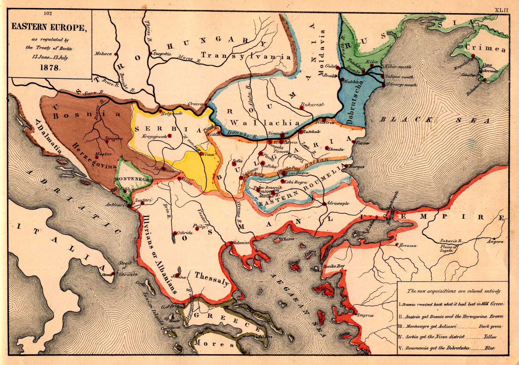Map of the Balkans 1878