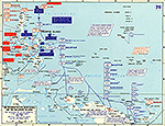 Map of World War II: The Western Pacific. New Guinea, and the Philippine Islands.  Invasion of Leyte, The Battle of Leyte Gulf, October 1944.