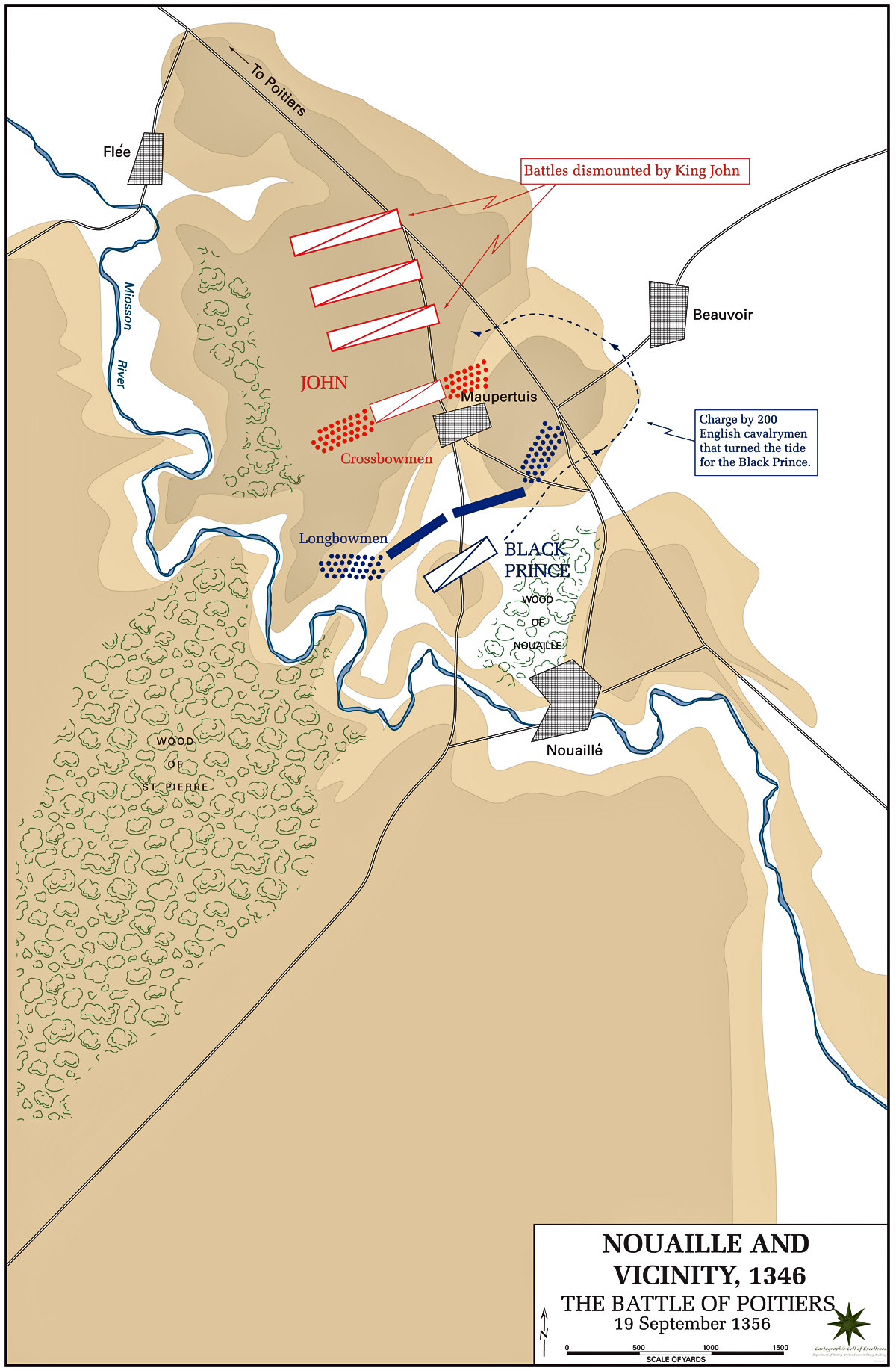 Map of the Battle of Poitiers - September 19, 1356