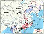 Map of World War II: China 1945. Operation ICHIGO. Final Operations in the War.