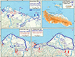 Map of World War II: The Far East and the Pacific. Guadalcanal Campaign, August - October 1942.