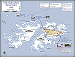 History Map of the Falkland Islands 1982. Campaign Movements.