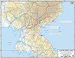 Map of the Korean War: North Korea. U.N. Advance to the Yalu River, Situation November 24, 1950, Operations Since October 26, 1950.