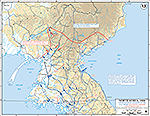 Map of the Korean War: North Korea. U.N. Advance to the Yalu River, Initial Chinese Counter-Attack, Situation October 26, 1950, Operations Since October 7, 1950.