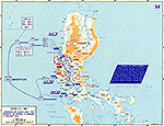 Map of World War II: The Philippine Islands, Luzon. Invasion of Luzon and the Advance to Manila, January 9 - February 4, 1945.