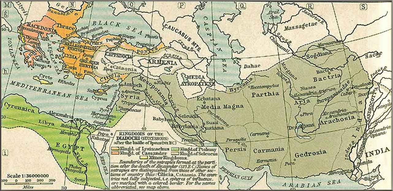 Map of the Kingdoms of the Diadochi after the Battle of Ipsus 301 BC