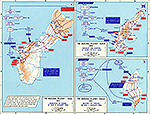 Map of World War II: The Pacific, Mariana Islands, Saipan, Tinian, Guam, June - August 1944.