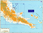 Map of World War II: The Pacific. Papua New Guinea, 1942.