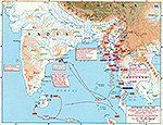 Map of World War II: Southern Asia. Japanese Centrifugal Offensive January - May 1942